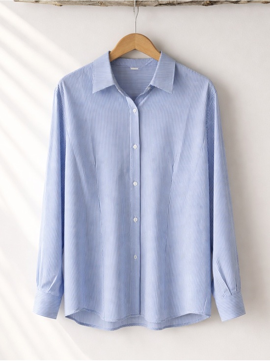 Source Unknown Tops - Source Unknown Blue & White Pinstripe Women's Button-Down Shirt